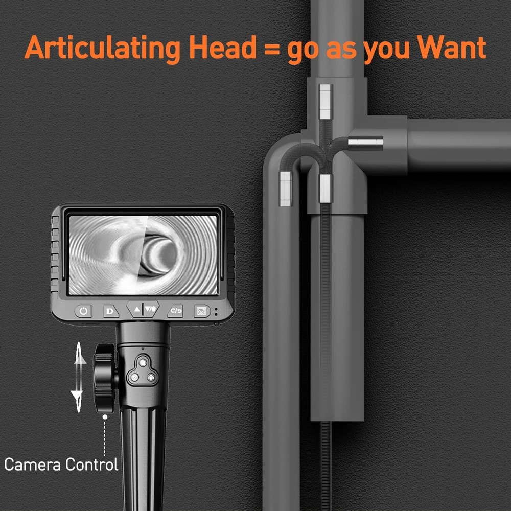 Bidirectional Snake Camera with Adjustable LED for Automotive Diagnostics
