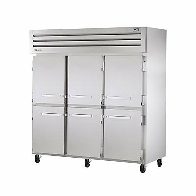 True STR3R-6HS-HC 77" Reach-In Three Section Solid Half Swing Door Refrigerator