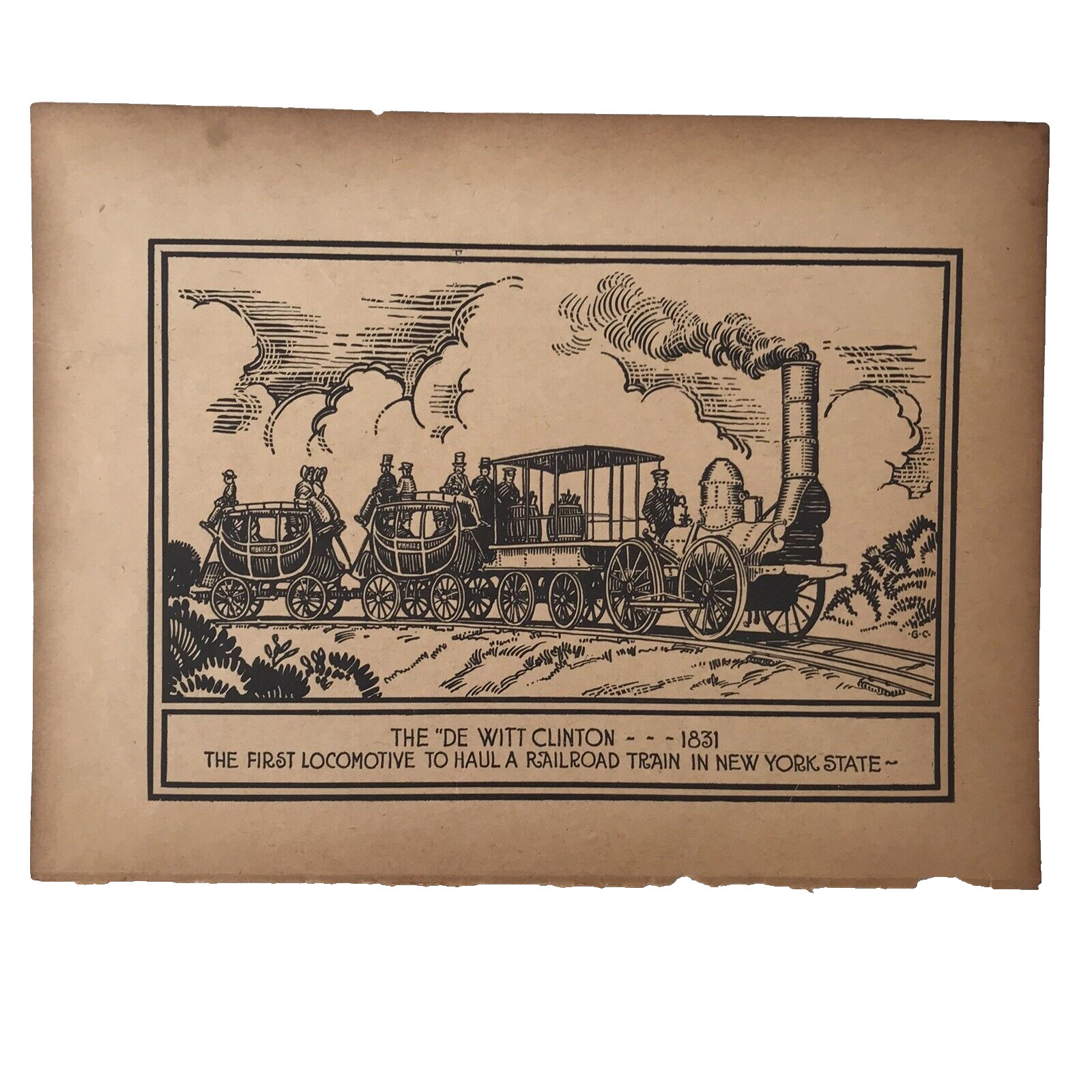 US Railroad Train Engines Early Locomotive 5 Blackline Art Prints 3 pgs Antique