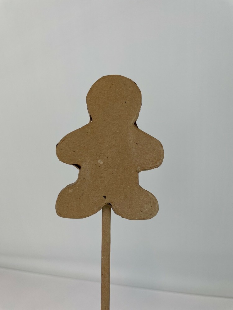3 Paper Mache Unfinished Unpainted Gingerbread Picks