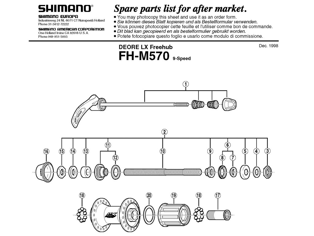 Shimano Deore LX FH-M570 9-Speed MTB Bike Rear Hub 36 Holes QR x 135mm