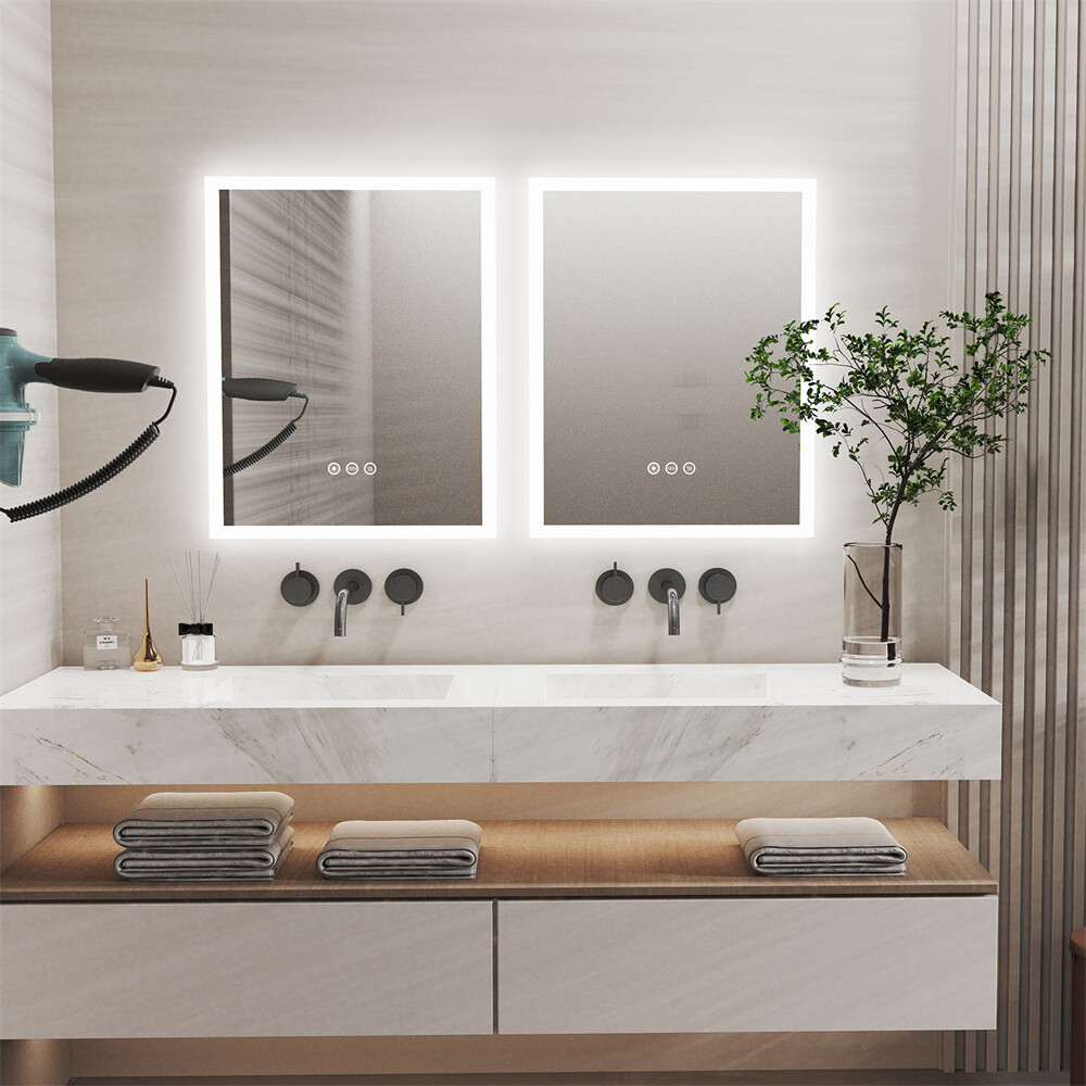 LED Illuminated Bathroom Mirror Wall Mounted Vanity Mirror Explosion-proof Smart