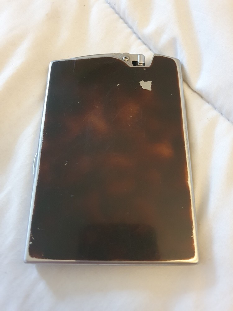 RONSON Mastercase tortoise ENAMEL SILVER CIGARETTE Lighter Case Serviced