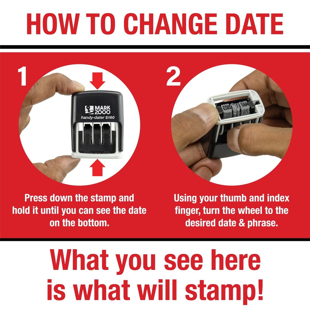 Mark 2000 Self-Inking Rubber Date Office Stamp with Completed Phrase & Date -...