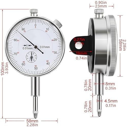Mechanical Dial Indicator Gauge 0-10mm, High-Precision 0.01mm Resolution,