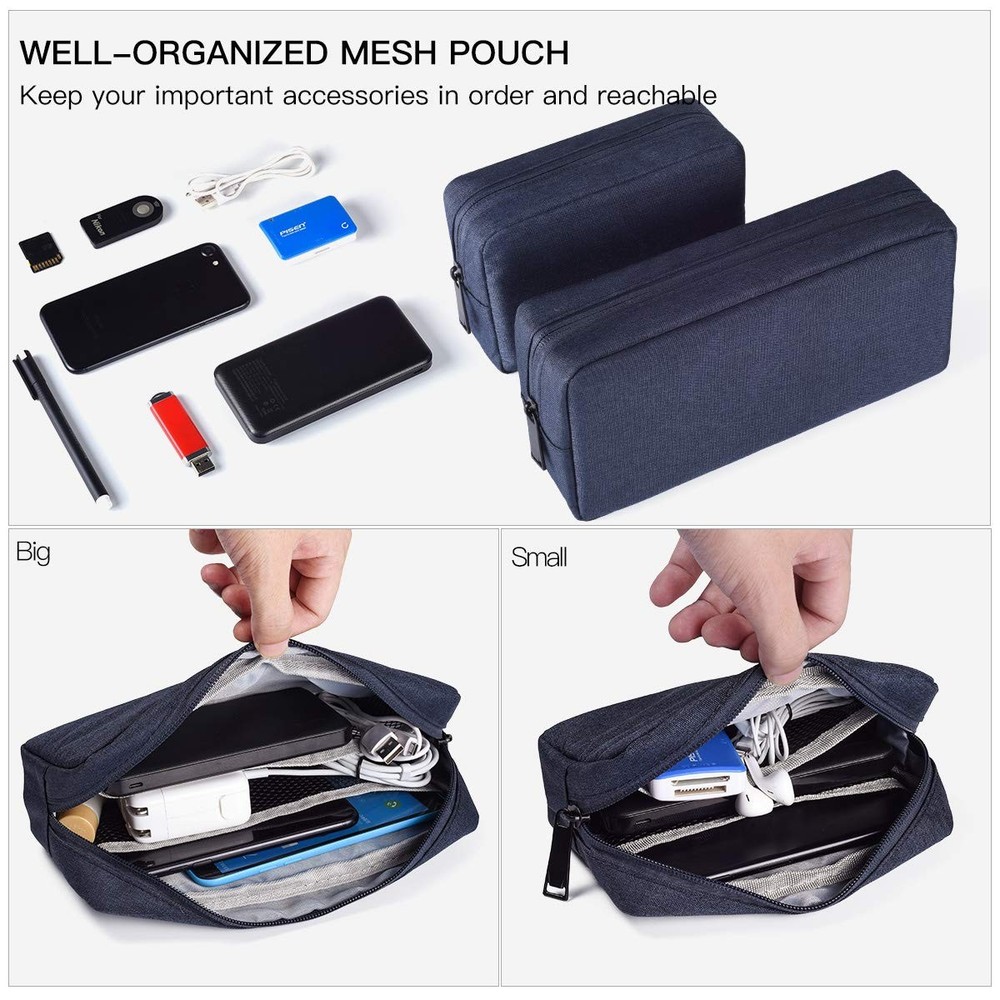 2-Pack Portable Storage Pouch Bag, Universal Electronics Accessories Case Cab...
