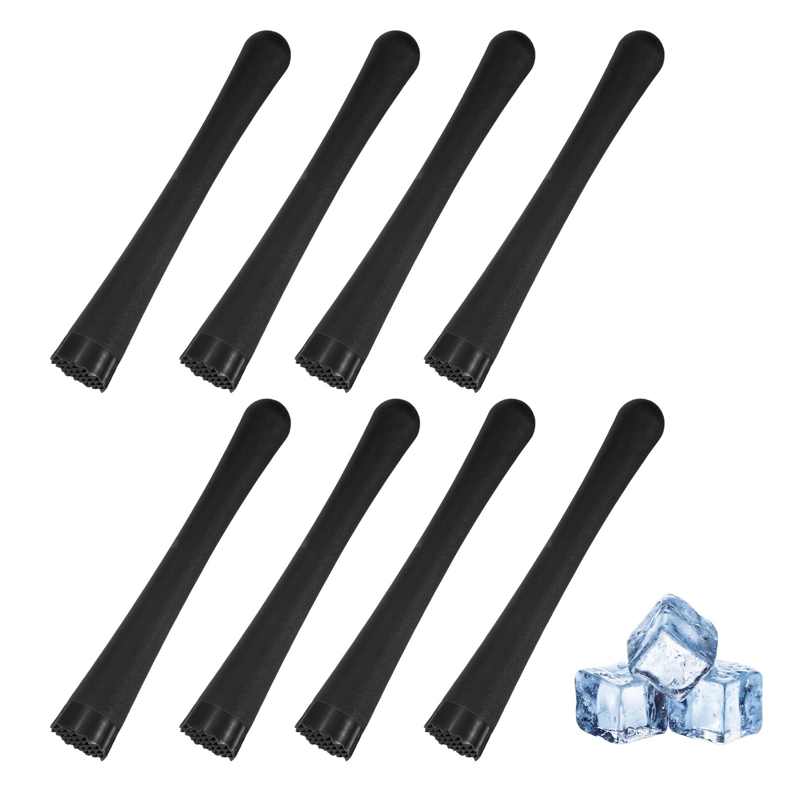 8 Pcs Cocktail Muddler, 10 Inch PP Drink Muddler, Black (Thick)