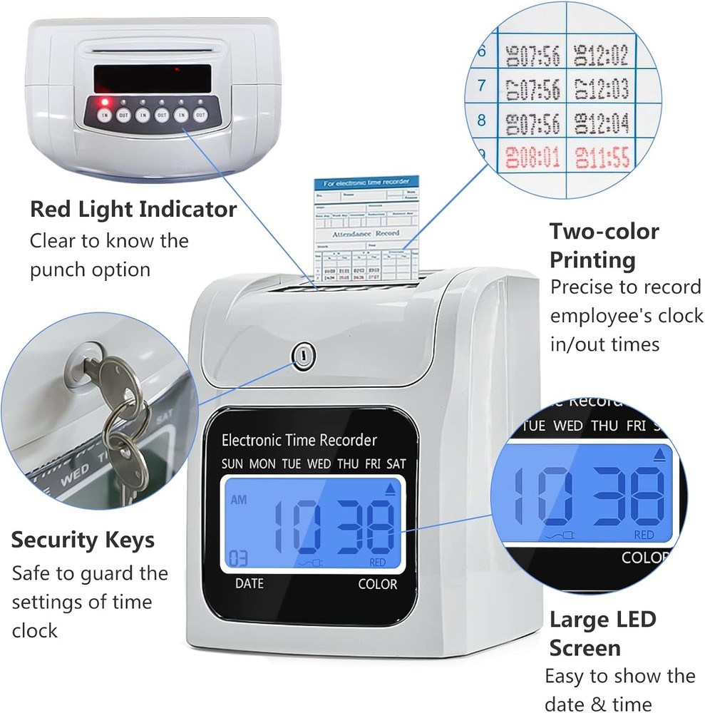 TooCust Time Clock Bundle 200 Cards 4 Ribbons 2 Racks