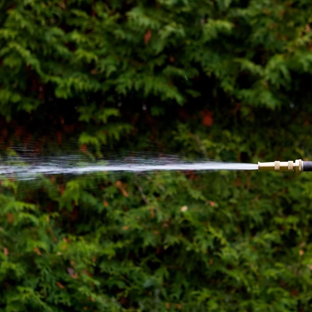 Versatile 4" Brass Hose Nozzle with Adjustable Flow & Rubber Washers Included