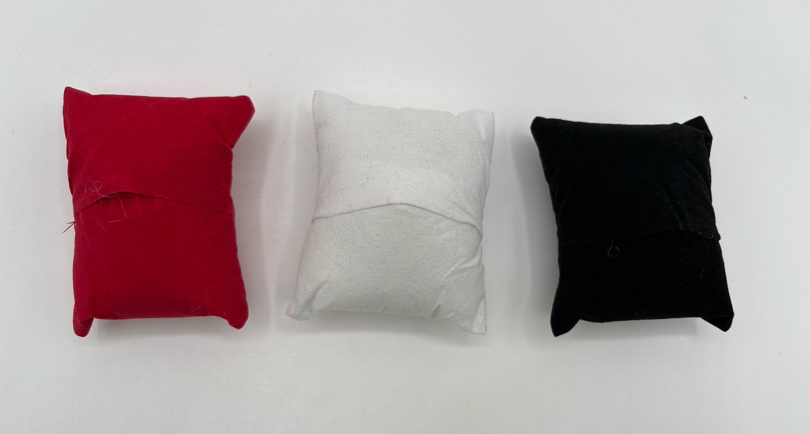 Watch Display Pillows Set of 3 Red & Black Velvet & White Felt Jewelry Cushion