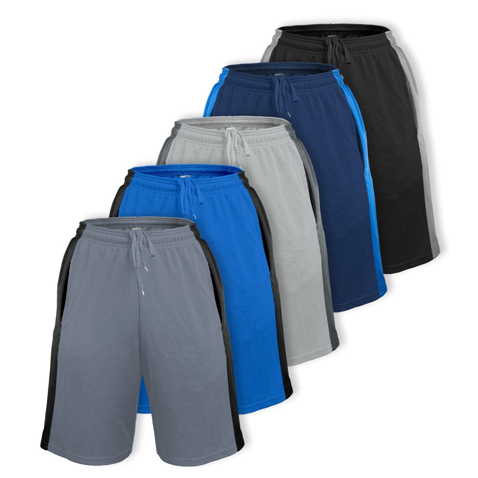 [5 Pack] Men’s Active Athletic Shorts Basketball Running Workout Training Gym