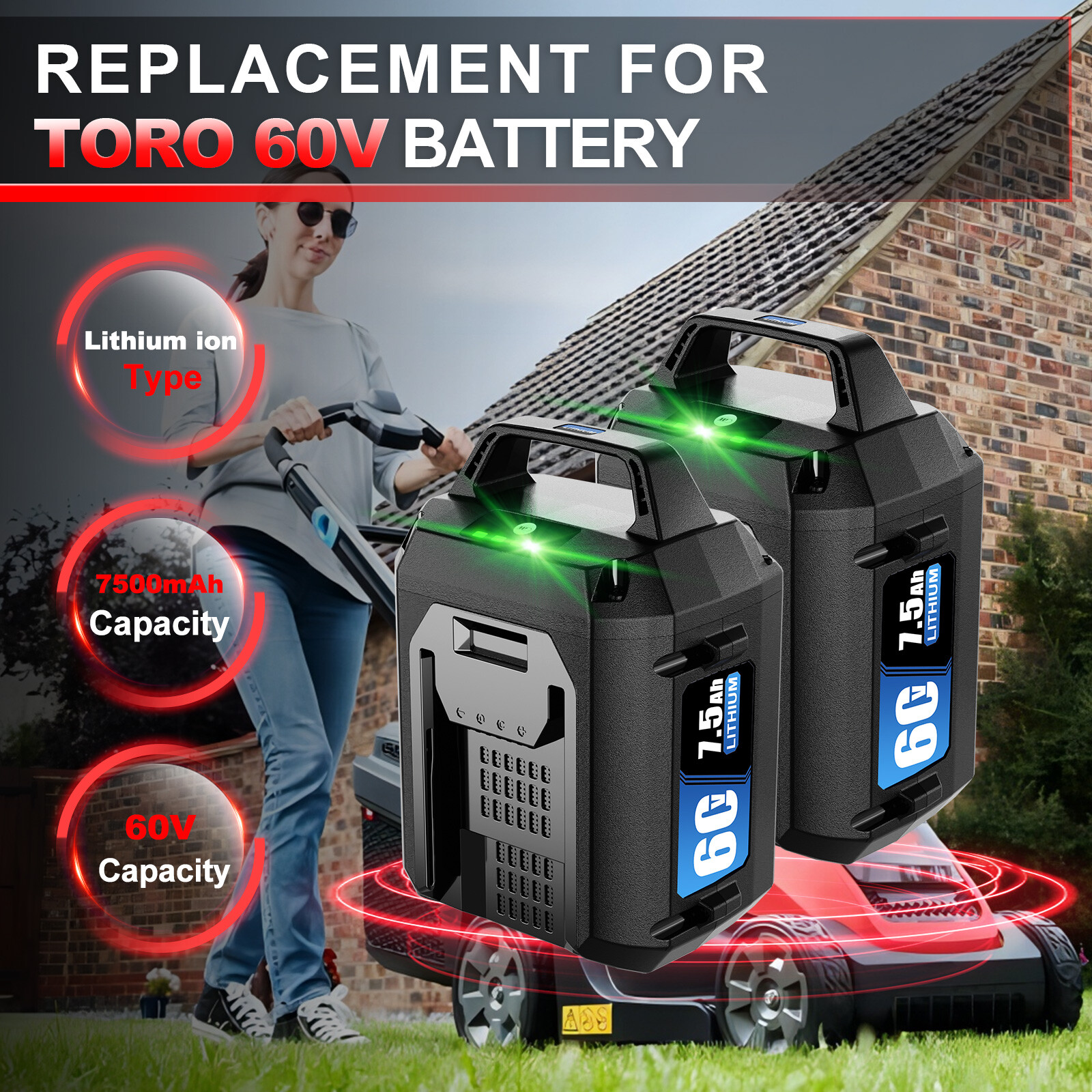 7.5Ah For Toro Flex Force 60V Max Lithium-ion Battery L108 L135 L216 L324 L405