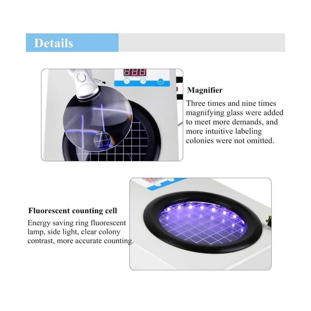 110V Microbial Bacterial Colony Counter Bacterial Quantity Counting Tester