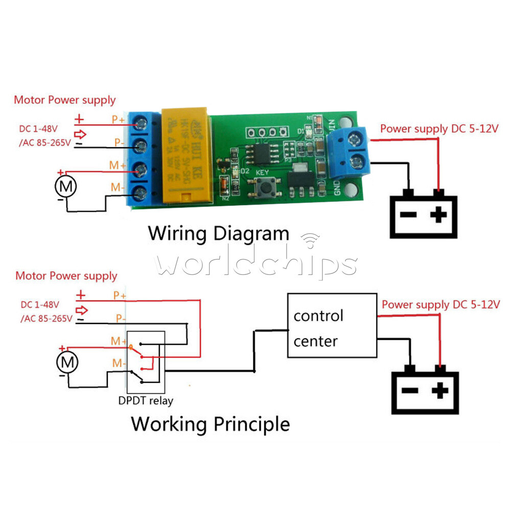 DC 5V/6V/9V/12V Motor Reversible Controller Time adjustable Delay Relay Switch