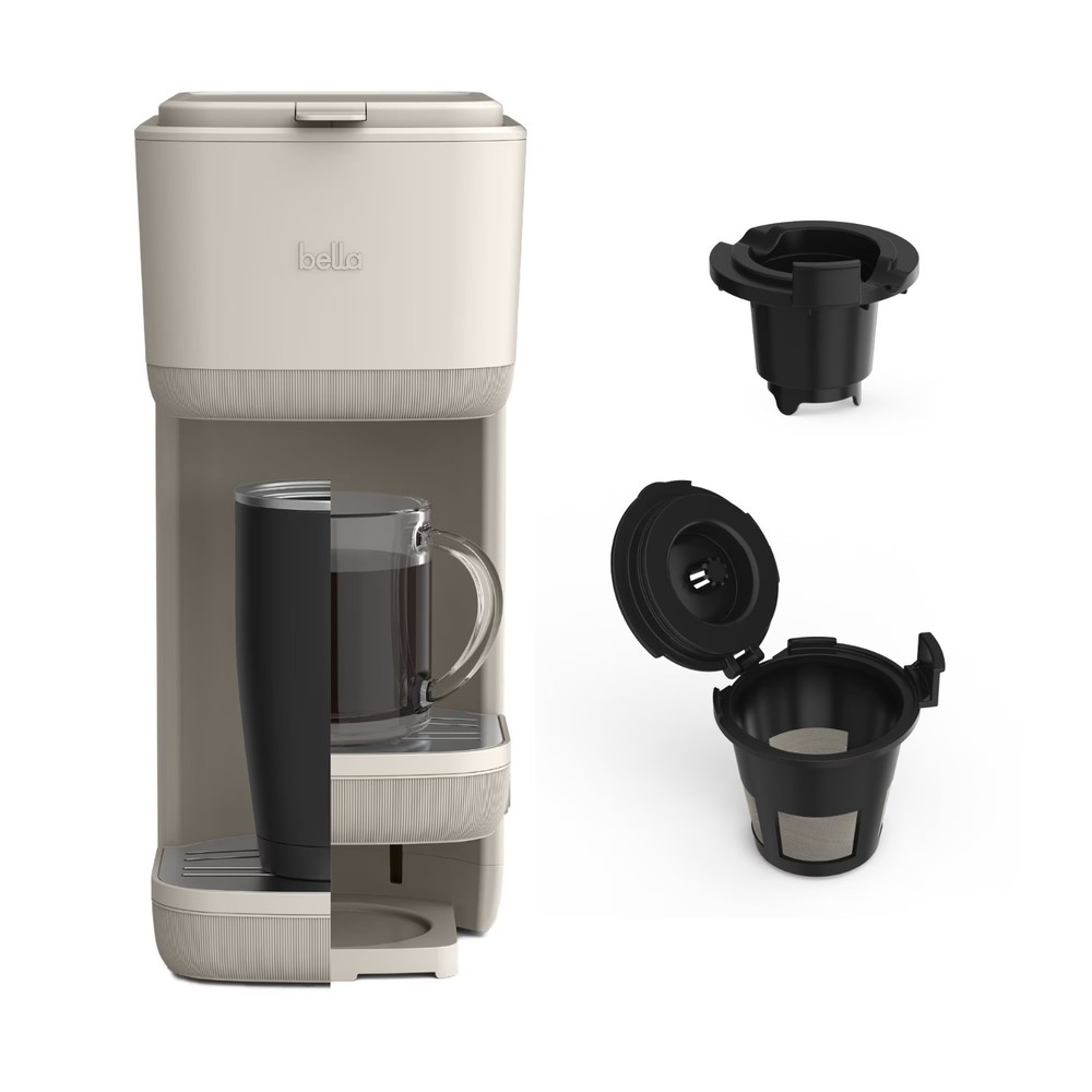Bella Single Serve Coffee Maker Compact Pod Brewer One Cup Machine Oatmilk