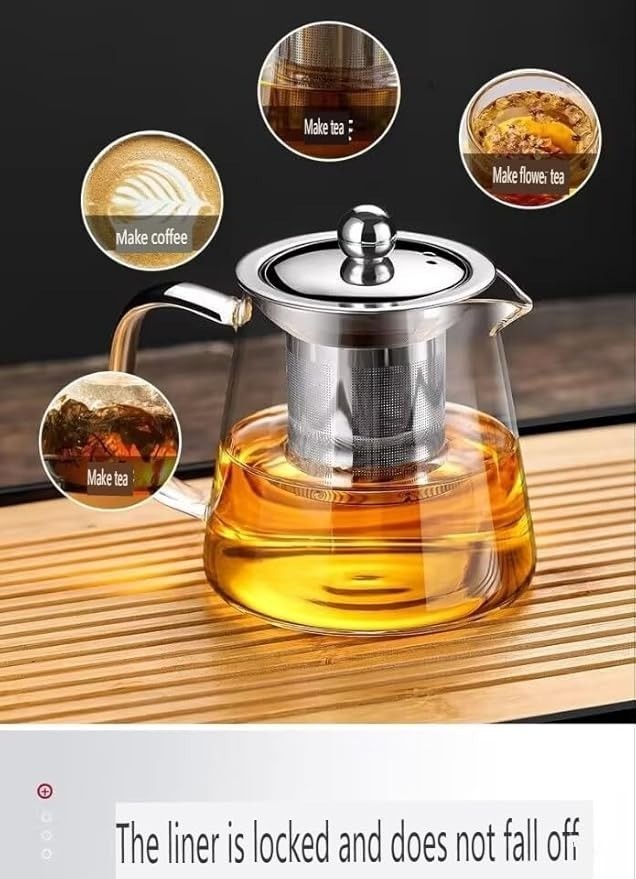 Glass Teapot with Removable Infuser, Stovetop Safe Tea Kettle, Tea Diffuser US