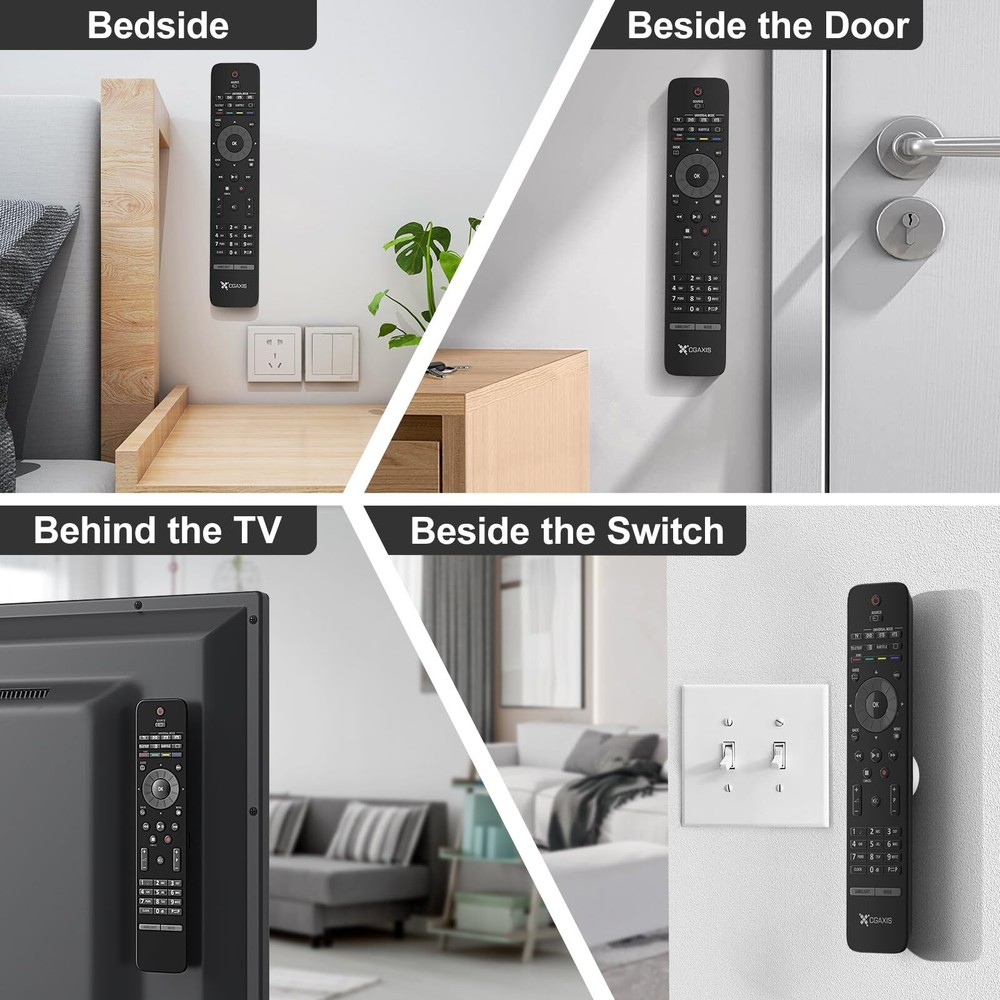 Magnetic Remote Control Holder Wall Mount 4 Pack Upgrade Remote Control Organize