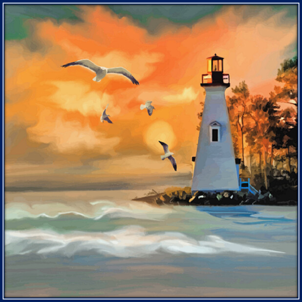 30 Custom Lighthouse at Sunset Personalized Address Labels