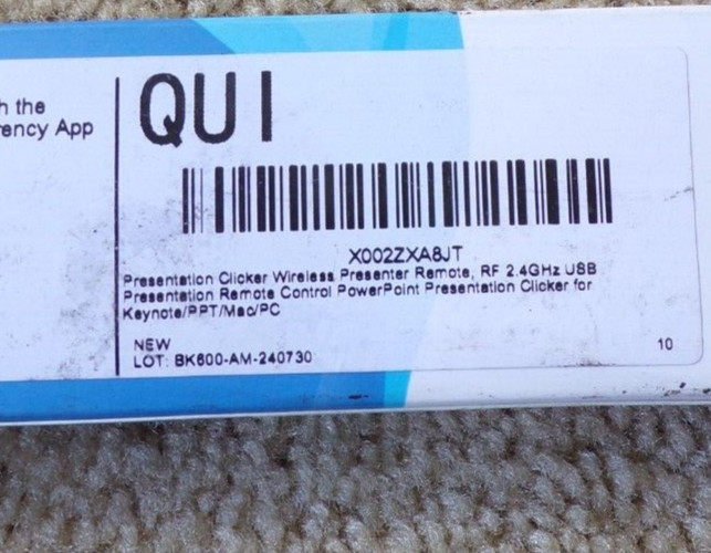 QUI RF 2.4GHz Wireless Presenter Remote Presentation Laser Pointer - Mac PC; t27
