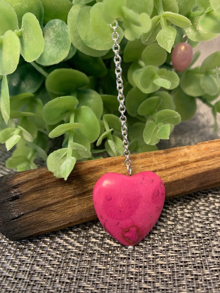 Pink Heart Stone Pendulum Dowsing, amplifying, restore focus & transform