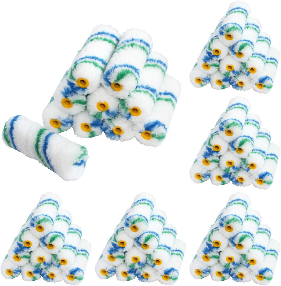 60 Piece Mini Rollers Covers Paint Tools 4 Inch 1/2" Nap 4" Roller