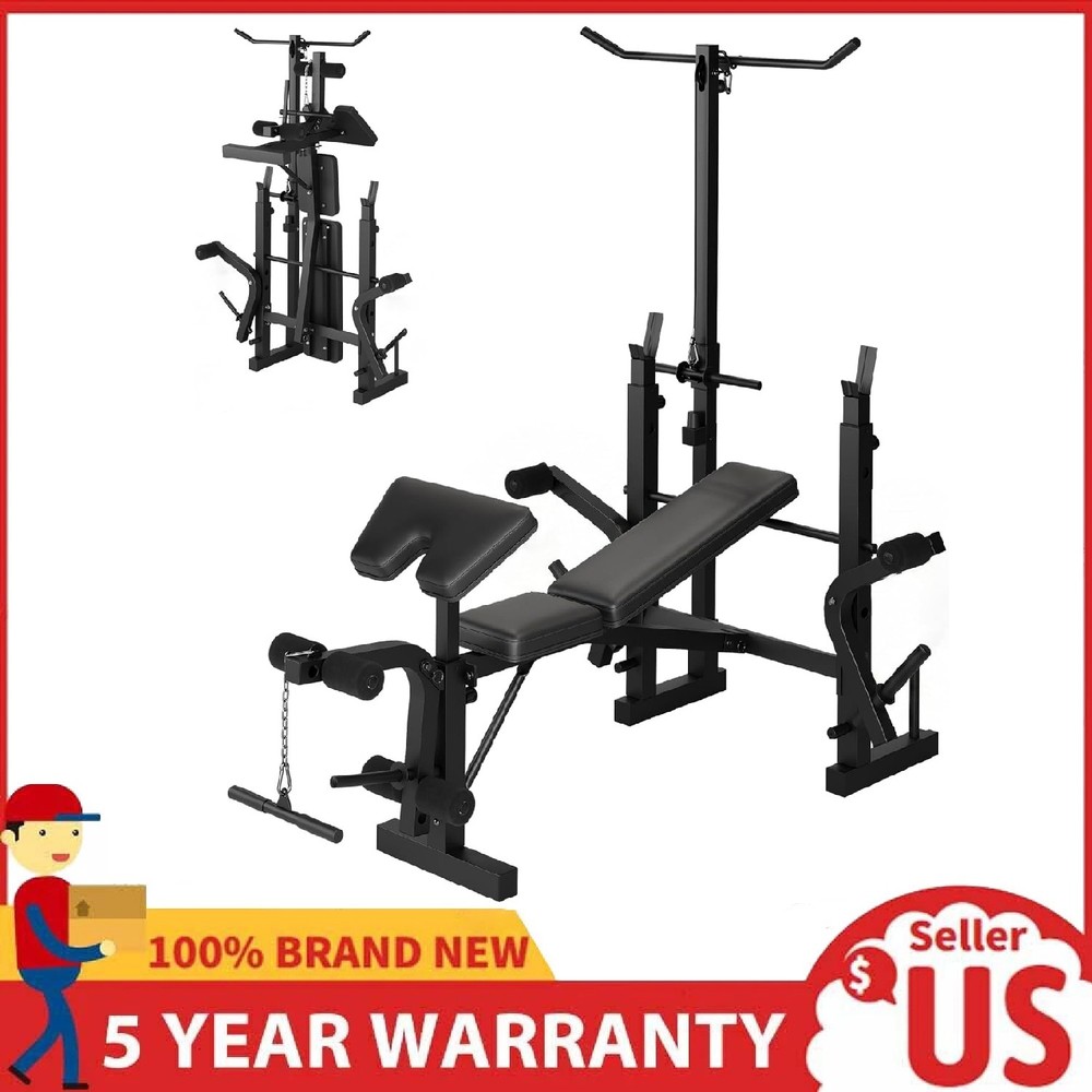 Weight Bench Set with Squat Rack & Leg Extension Bench Press Set ,Training Bench