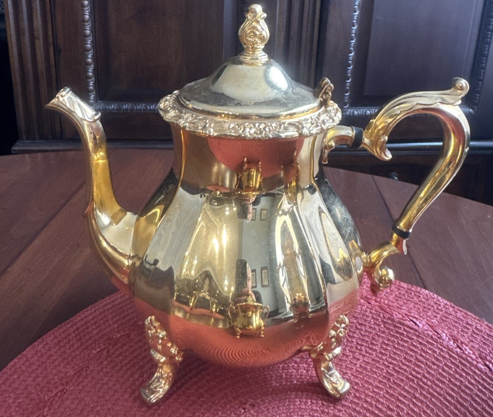 Webster-Wilcox International Silver 4 Piece Gold Plated Coffee & Tea Set