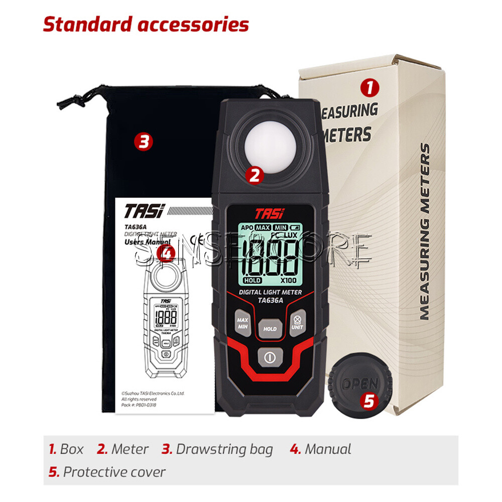 TA636A Digital Light Meter Illuminance Lux Meter Illuminometer Handheld Ambient-