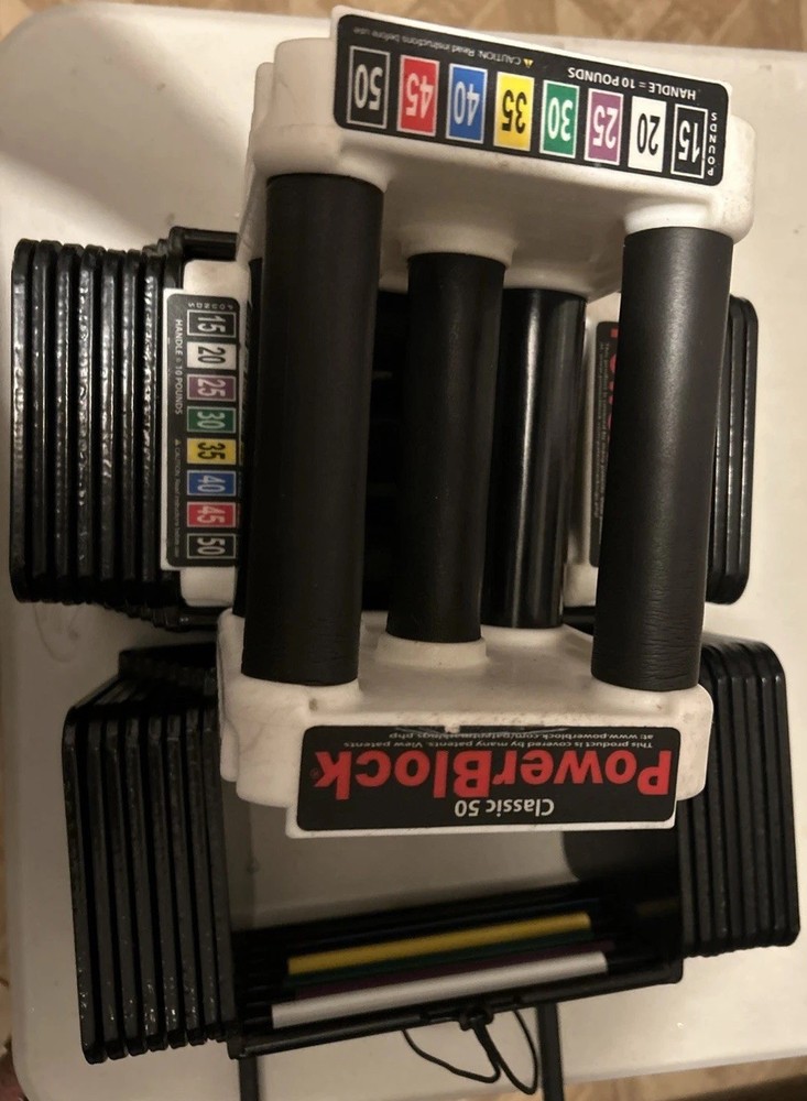 Used PowerBlock Original Adjustable Dumbbells Pair Good Condition