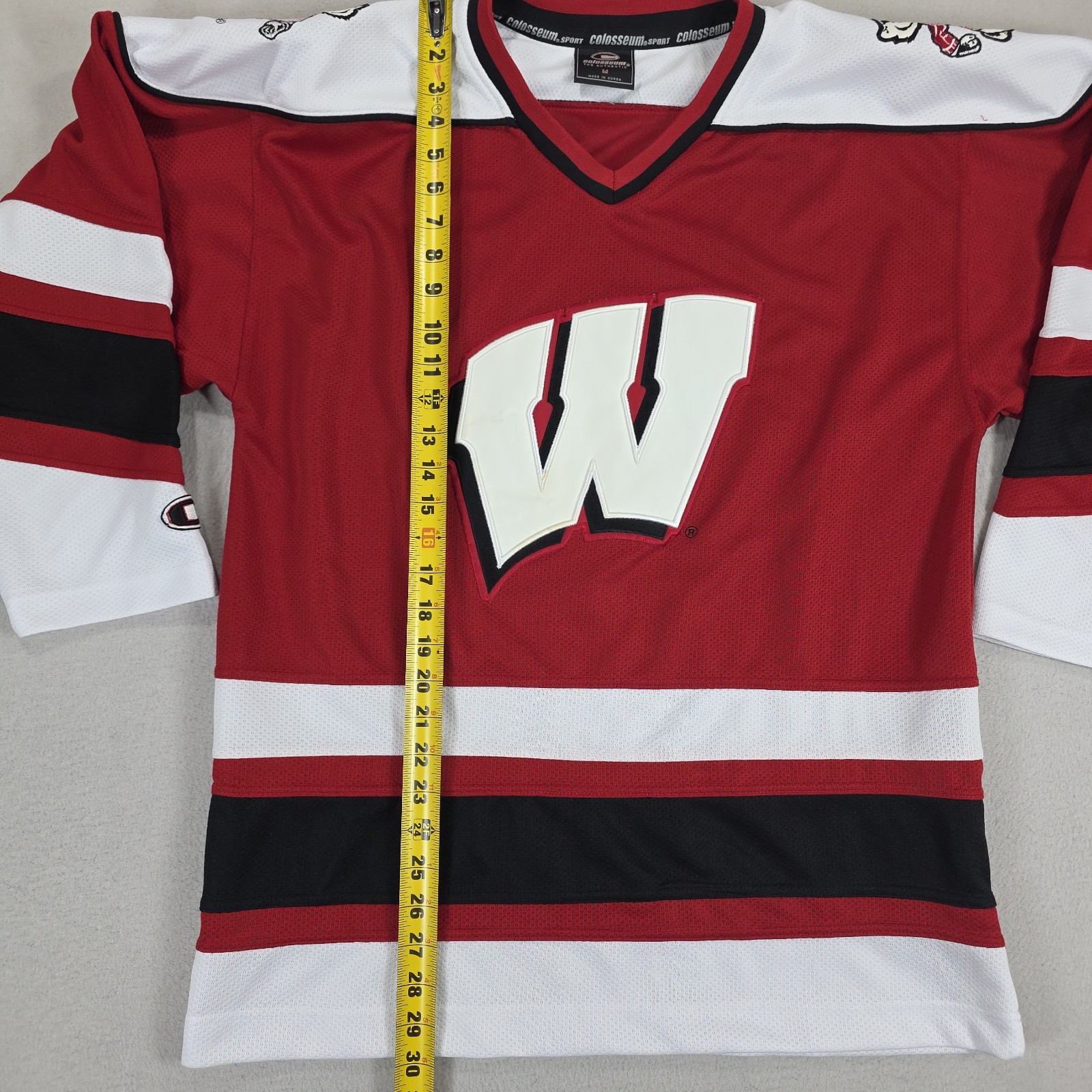 Vintage Wisconsin Badgers Ice Hockey Jersey Mens Medium NCAA 90s Big W Logo WIS