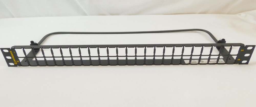 PHDHJU48 High Density HDJ 48 Port Unloaded Flat Patch Panel 1RU Black Ortronics