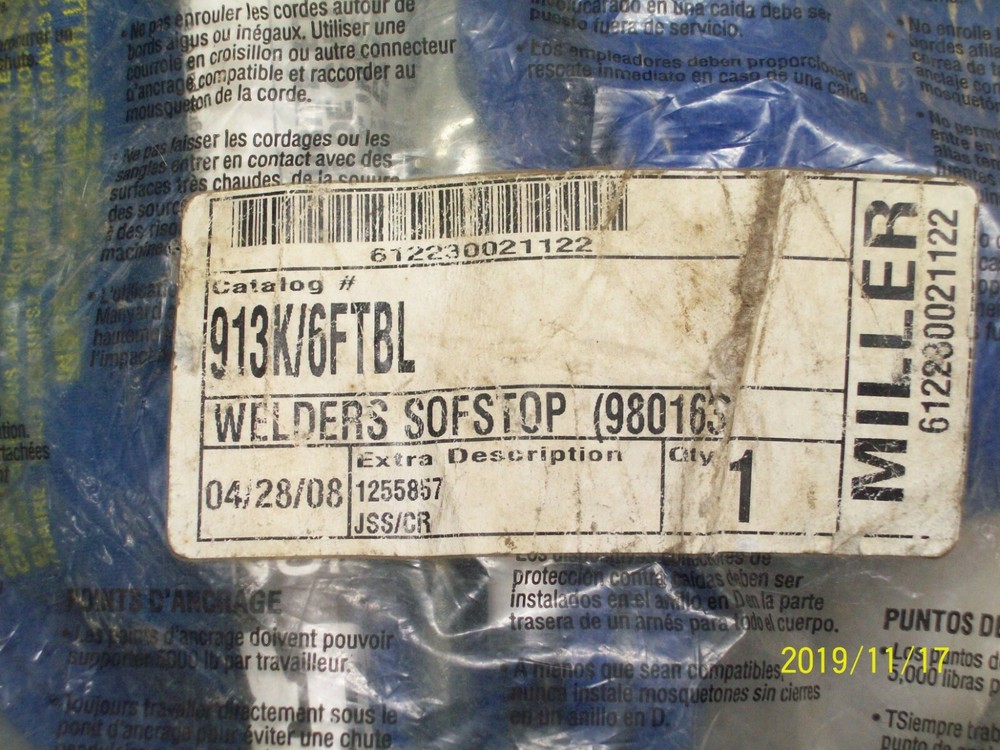 NEW MILLER 913K/6FTBL WELDERS SOFSTOP