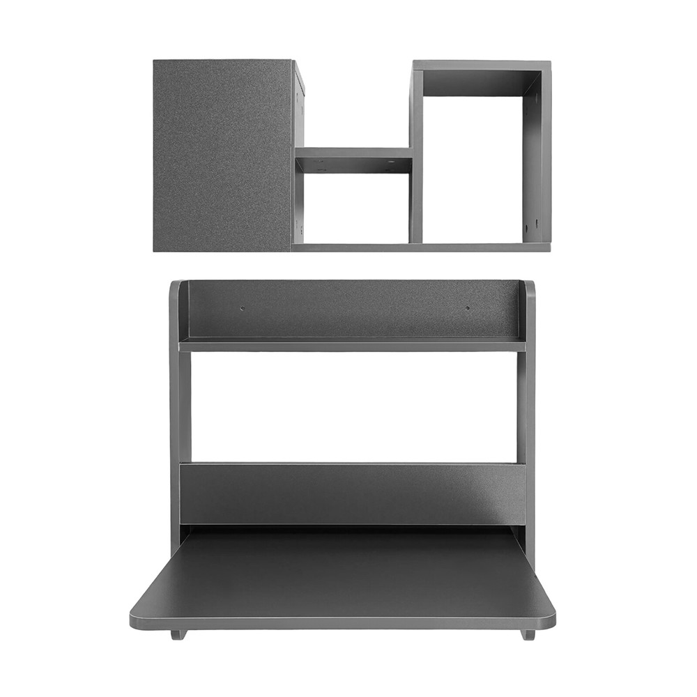 Folding Space Saving Wall Mounted Bookshelf Grey Down Laptop Desk Workstation