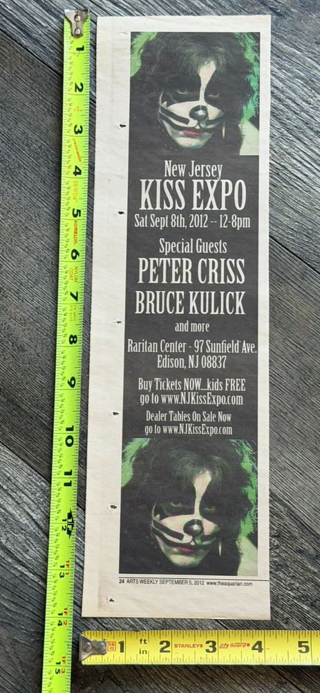 KISS Ad Advert PETER CRISS NJ Kiss Expo 2012 Vintage Kiss Memorabilia