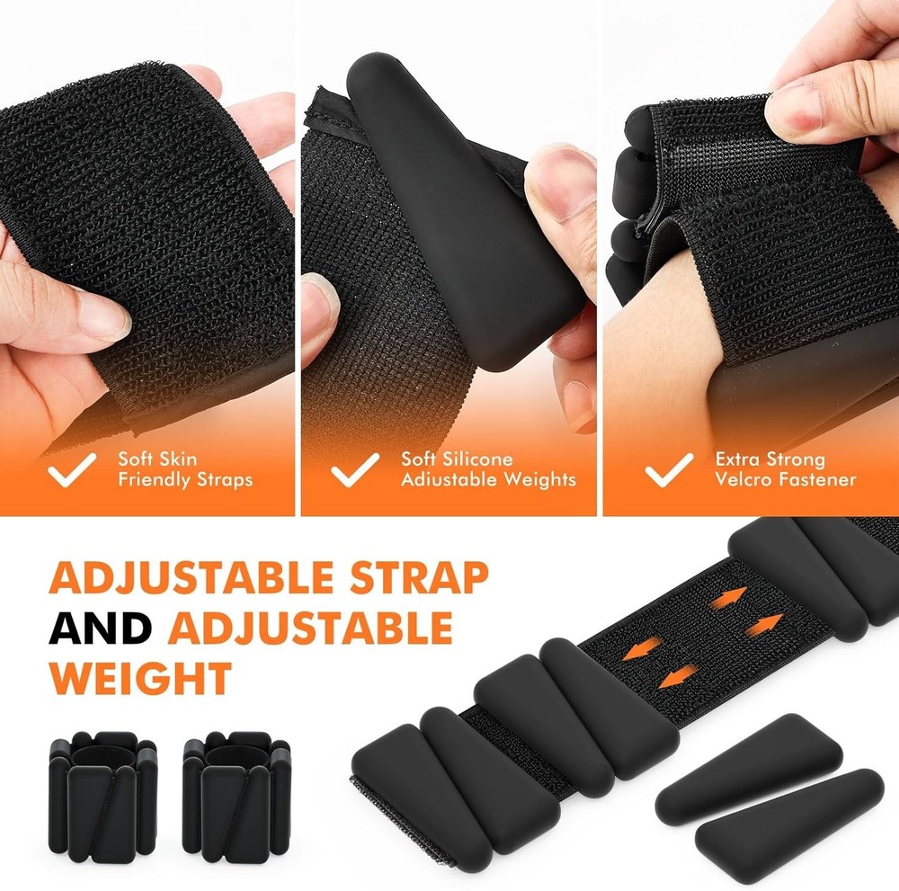 Adjustable Wrist & Ankle Weights Set (2 lb Total) – Perfect for Home Workouts