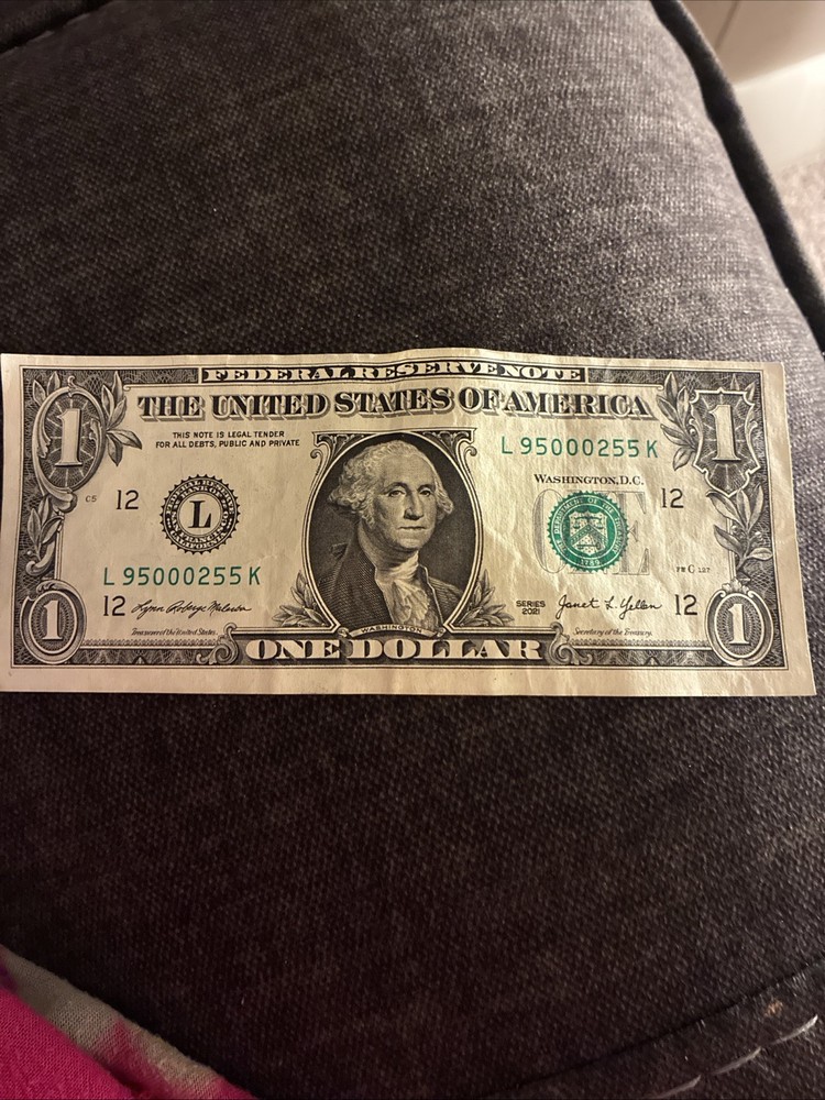 Circulated $1 Bill Misprint/Misaligned 1 Dollar