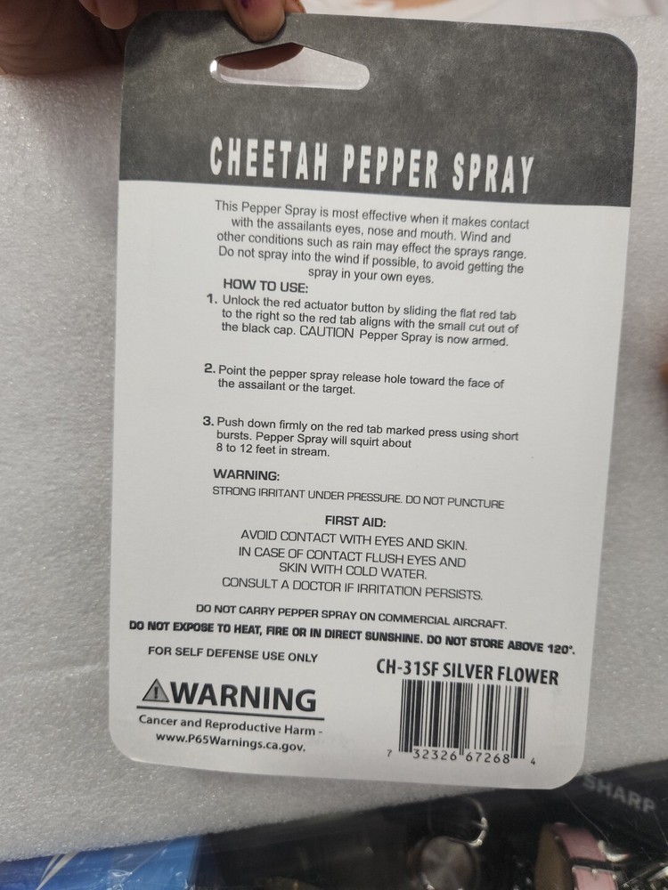 Cheetah Pepper Spray Maximum Strength Leather Case Self Defense Security Silver