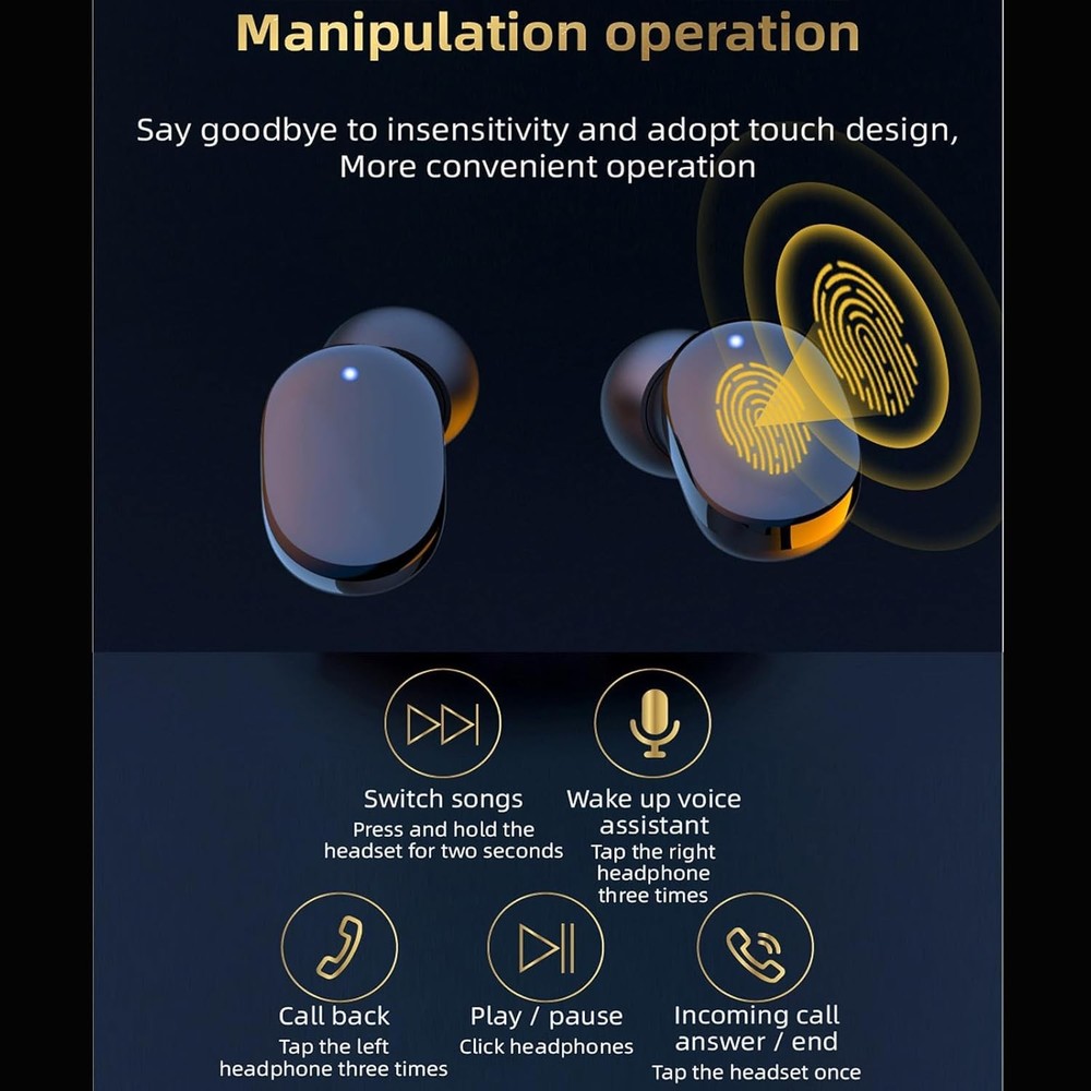 LED Display Bluetooth Earbuds Touch Control TWS Headphones for iOS/Android USA