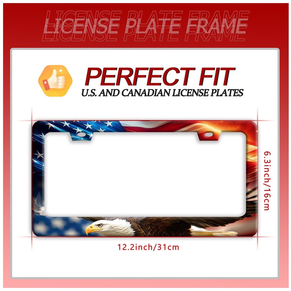 American Flag Eagle License Plate Frame One size,