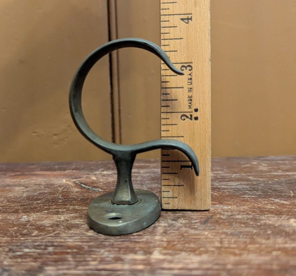 Antique Early Fireplace Tool Jamb Hook Solid Brass Primitive