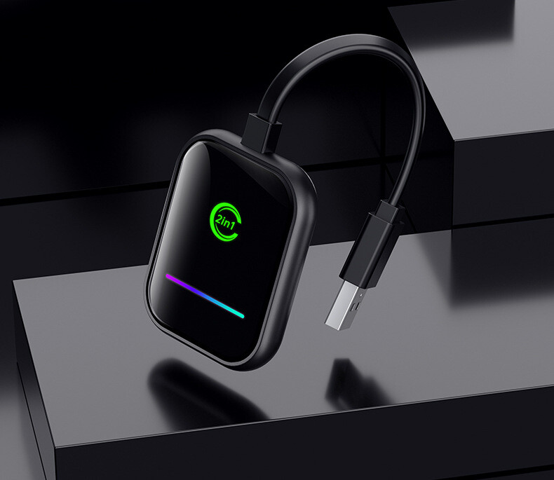 Carplay/Android Auto 2in1 Wireless carplay Adapter, Wired to Wireless USB Dongle