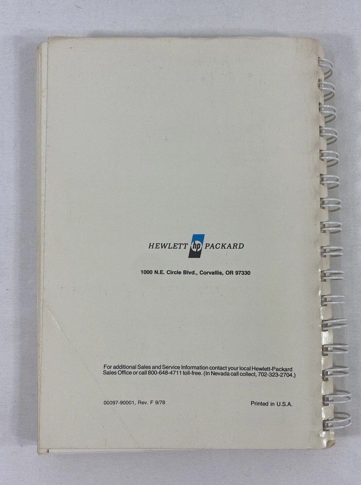 HP -97 Owner's Handbook and Programming Guide 1978 Print (USA)
