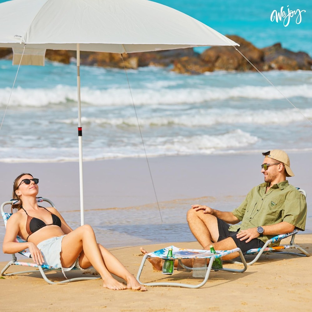 #WEJOY 2 Beach Chairs and Table Set Lightweight & Folding Backpack Beach Chai...