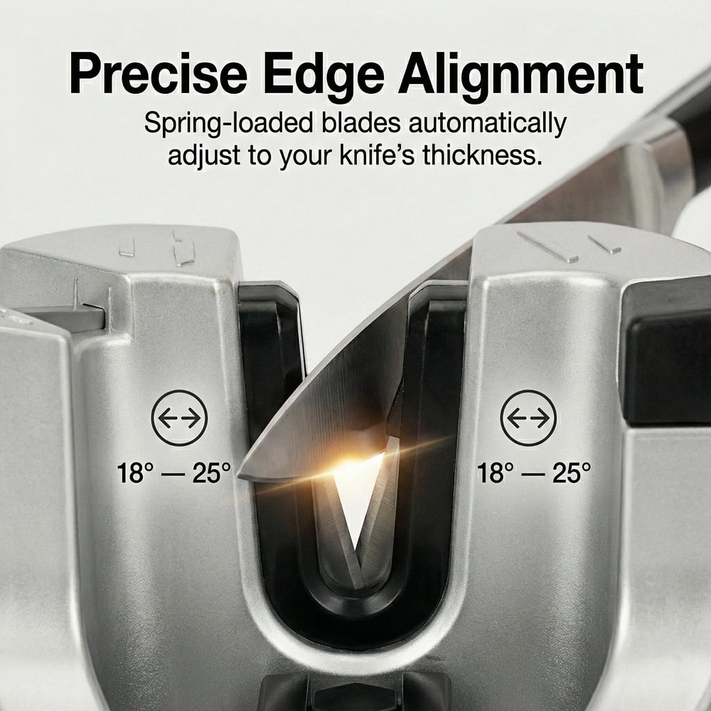 Knife Sharpener for Kitchen Knives, 3Stage Suction Cup Sharpening Tool for St...