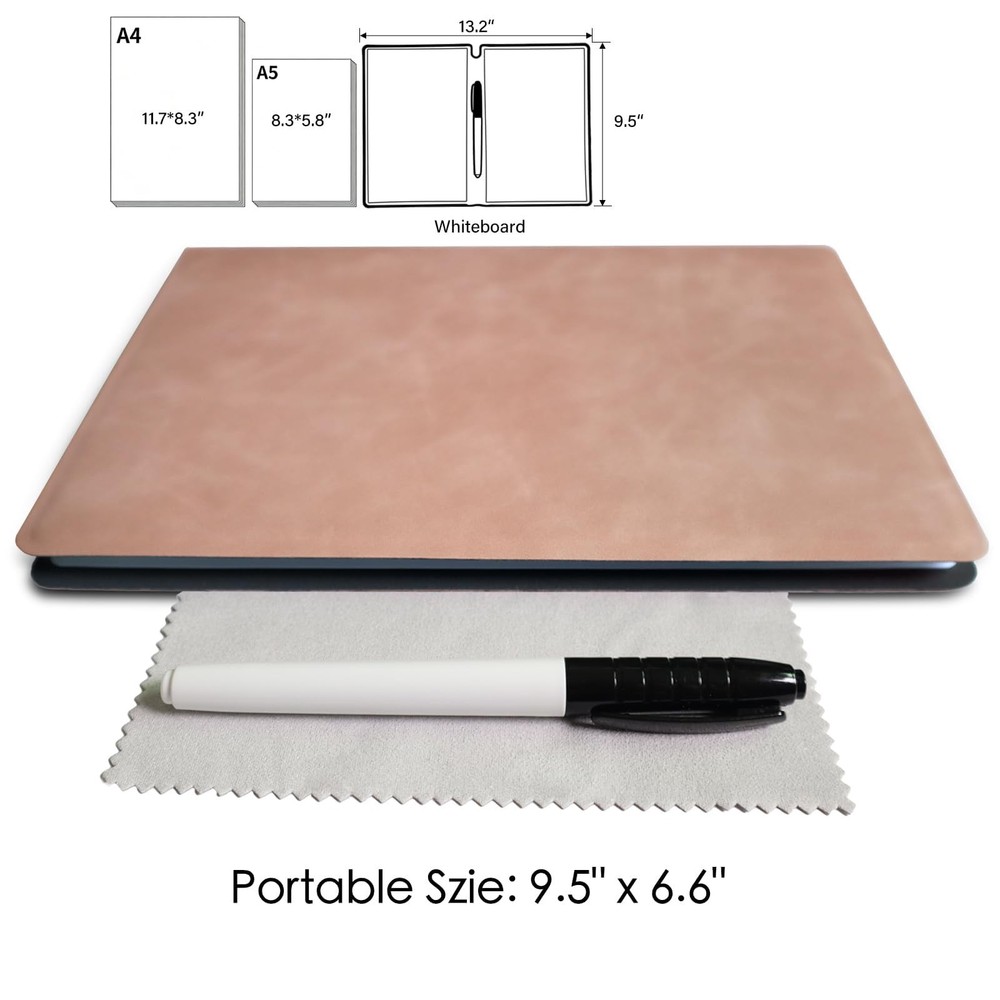 Portable Small Dry Erase Board Whiteboard Notebook Handheld, Reusable White B...