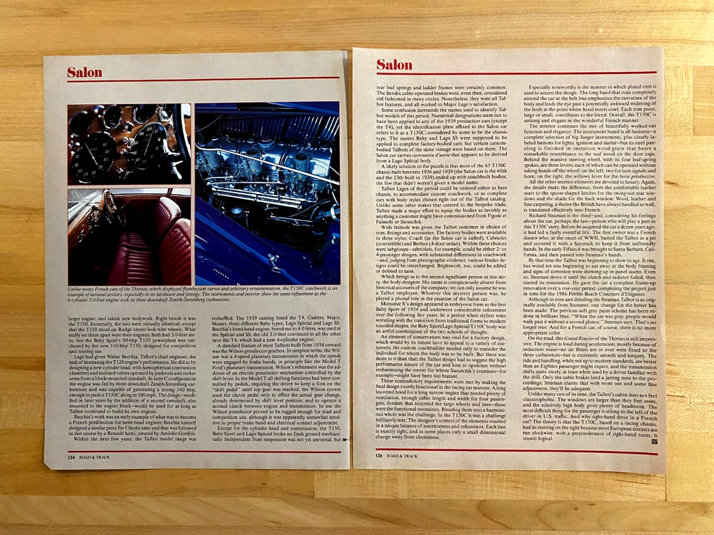 1987 Print Article Talbot T150C 6 Page