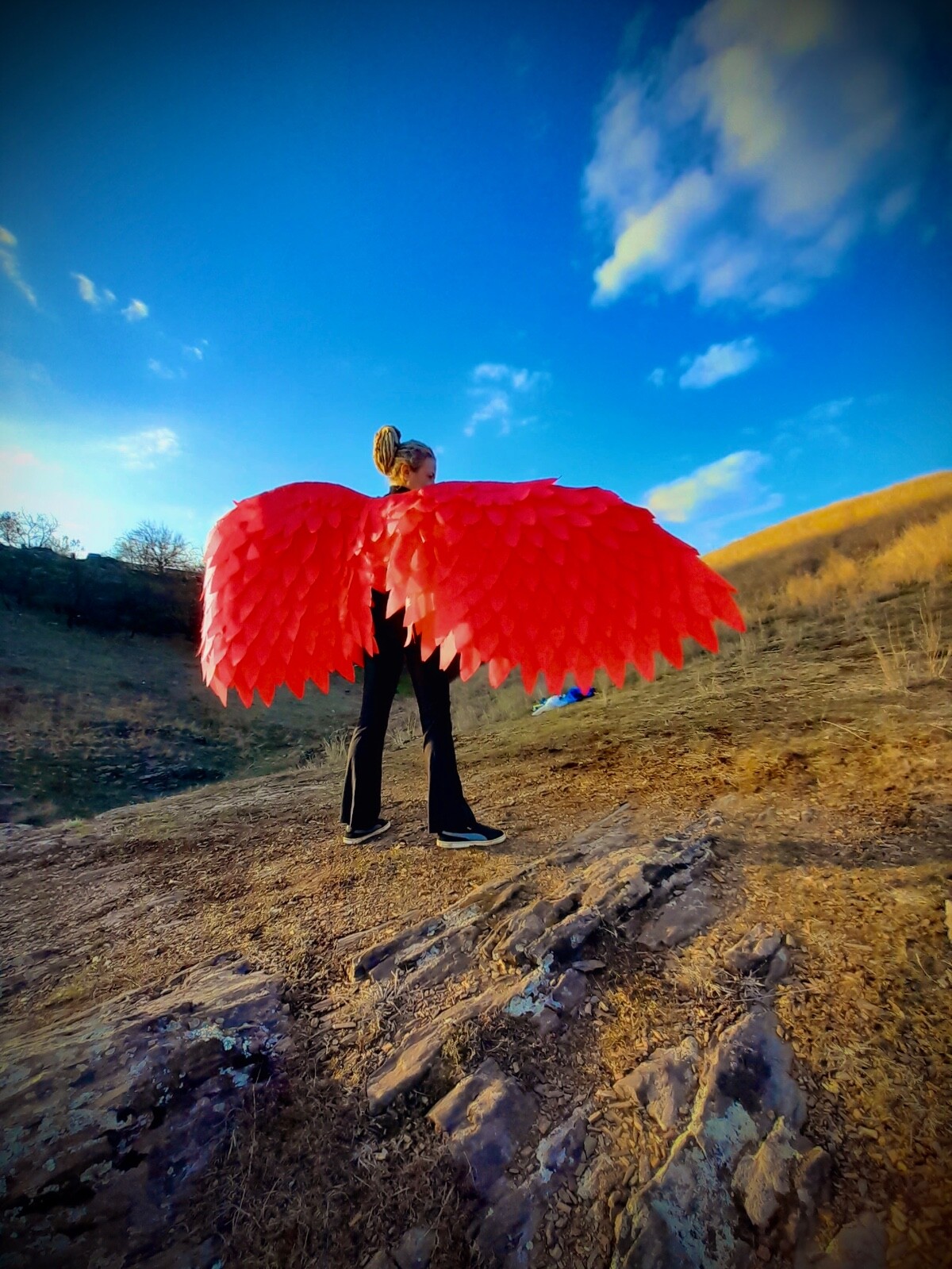 Red Angel Wings Costume Moveable Wings Red Adult Wings Cosplay Halloween Costume