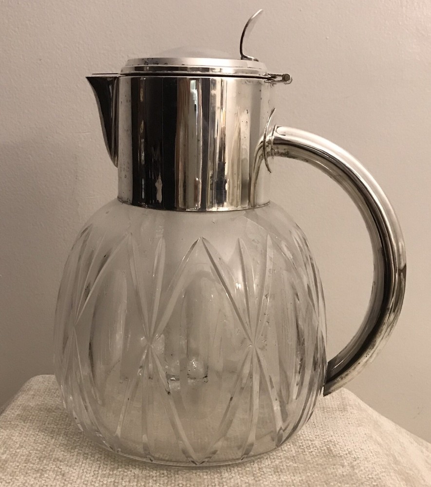 Vintage  Silver Plated Pitcher With Ice Holder