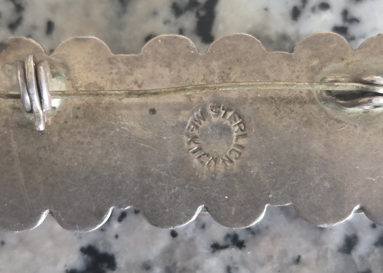 Vintage Sterling Silver 925 Black Onyx Mexico Brooch Pin