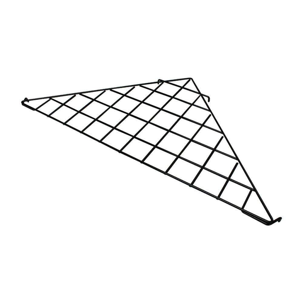 2 Pc - Black Corner Triangle Wire Grid Shelf Slat Grid Panel 24 x 24 x 32